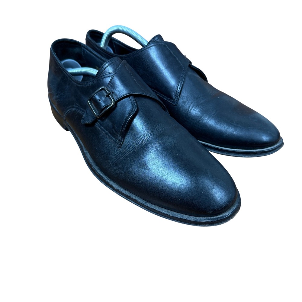 Allen Edmonds Umbria Monk Strap Shoes Mens 11 Black Leather Single Buckle Italy